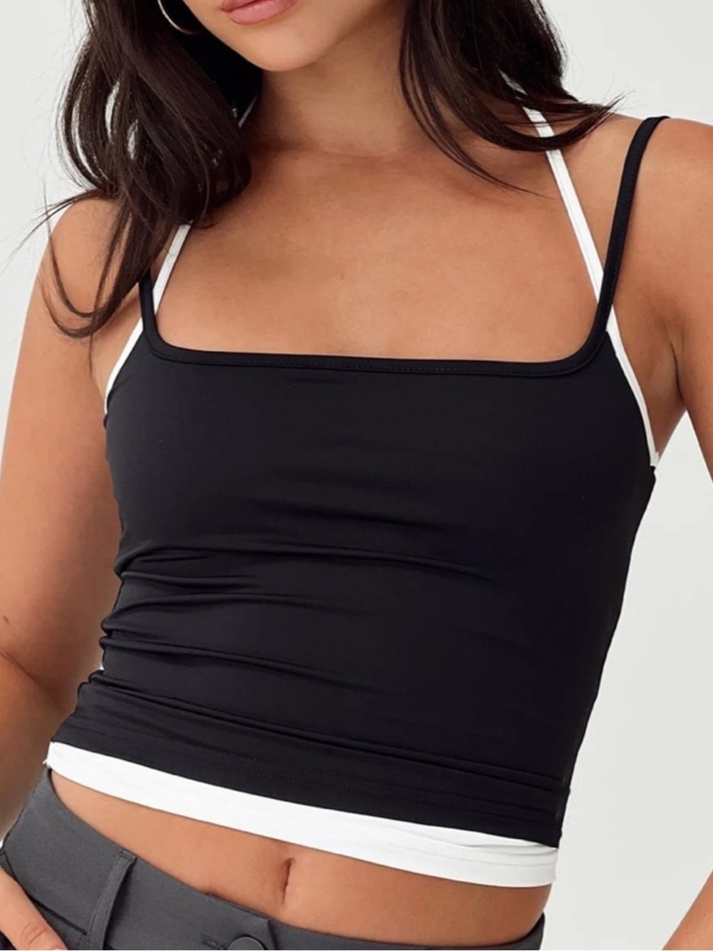 Princess Polly Premier layered tank top black white